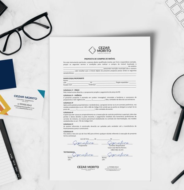 Cezar Morito (corretor de imóveis) - Logotipo + Cartão de Visitas + Contrato