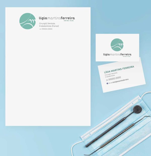 Dra Ligia Ferreira (dentista) - Logotipo + Cartão de Visitas